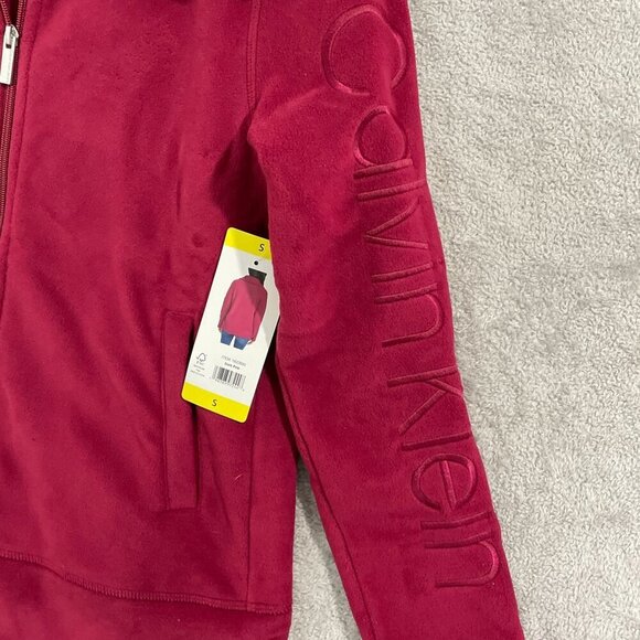 NEW Calvin Klein Jeans Womens S Red Full Zip Fleece Sweatshirt - Picture 8 of 10